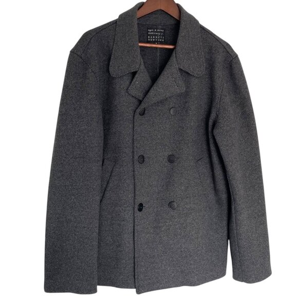 Agnes B Wool Dress Pea Coat Size 4 XXL 2XL Charcoal Gray Jacket Double Breasted